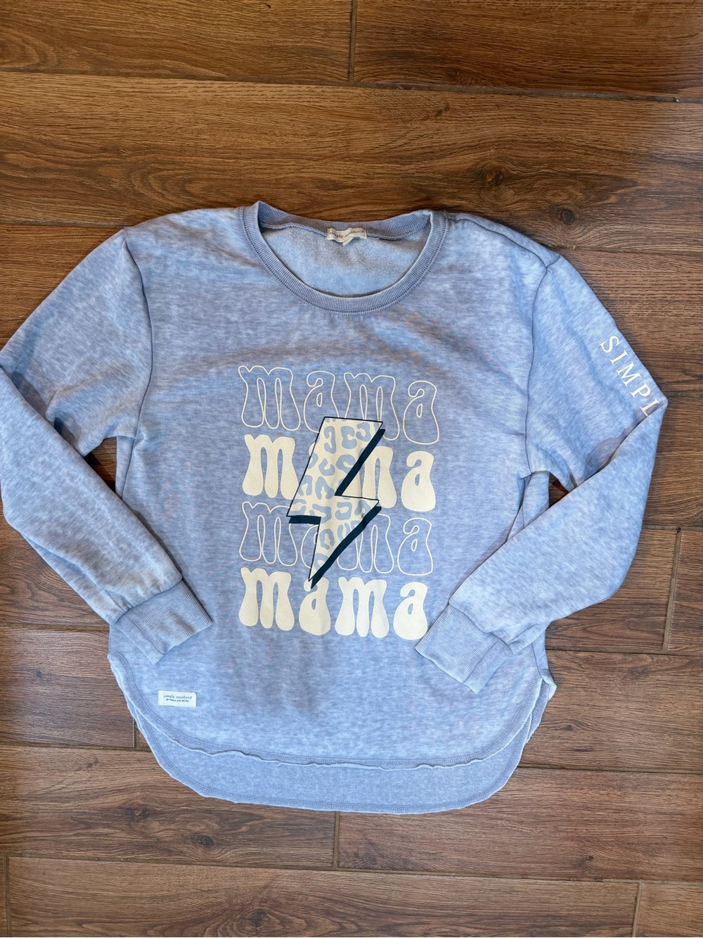 Simply southern Mama Graphic Pullover Sweatshirt - Light Blue / women’s large